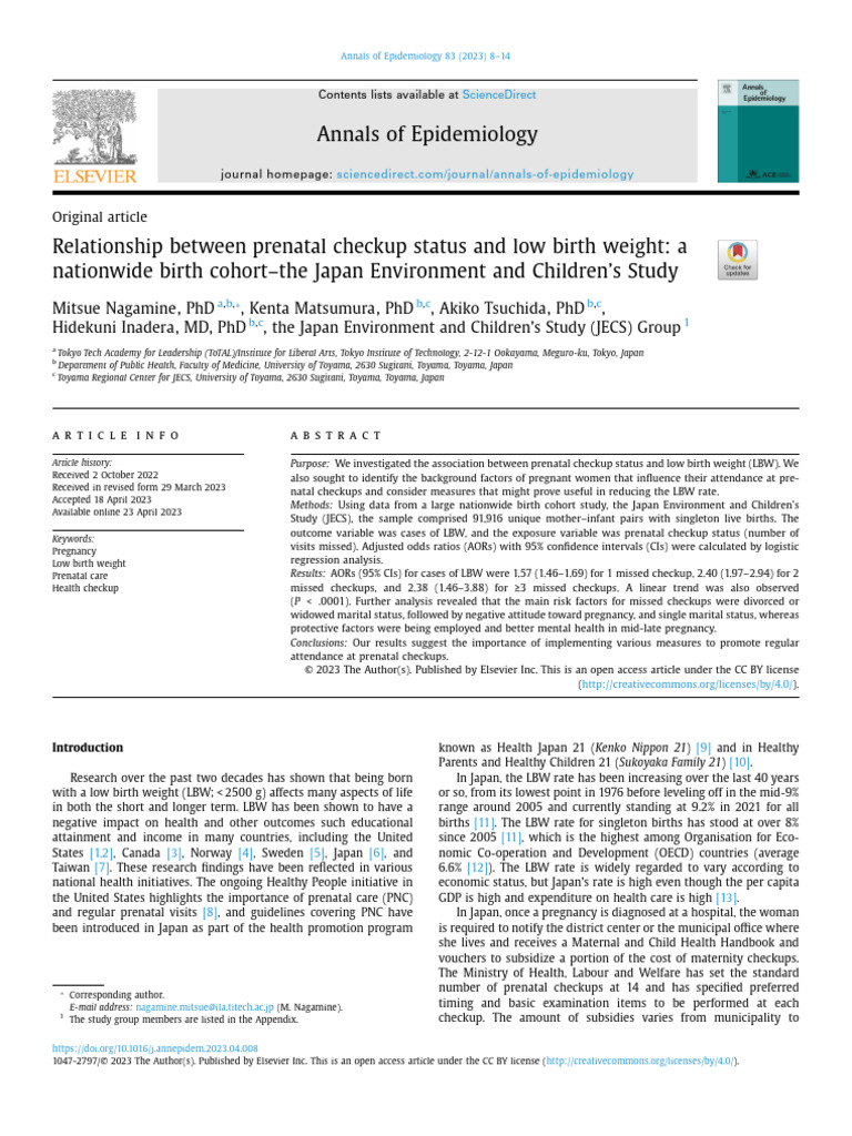 Relationship Between Prenatal Checkup Status and Low Birth Weight | PDF ...