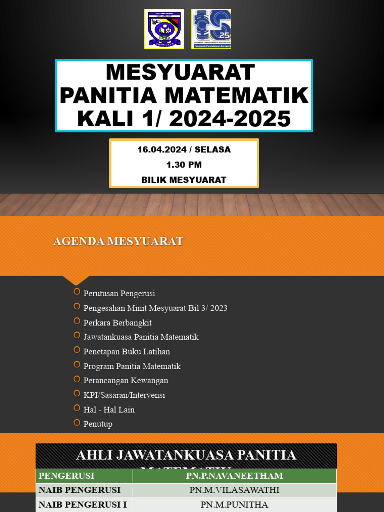 Mesyuarat Panitia Matematik 1 2024 Pdf
