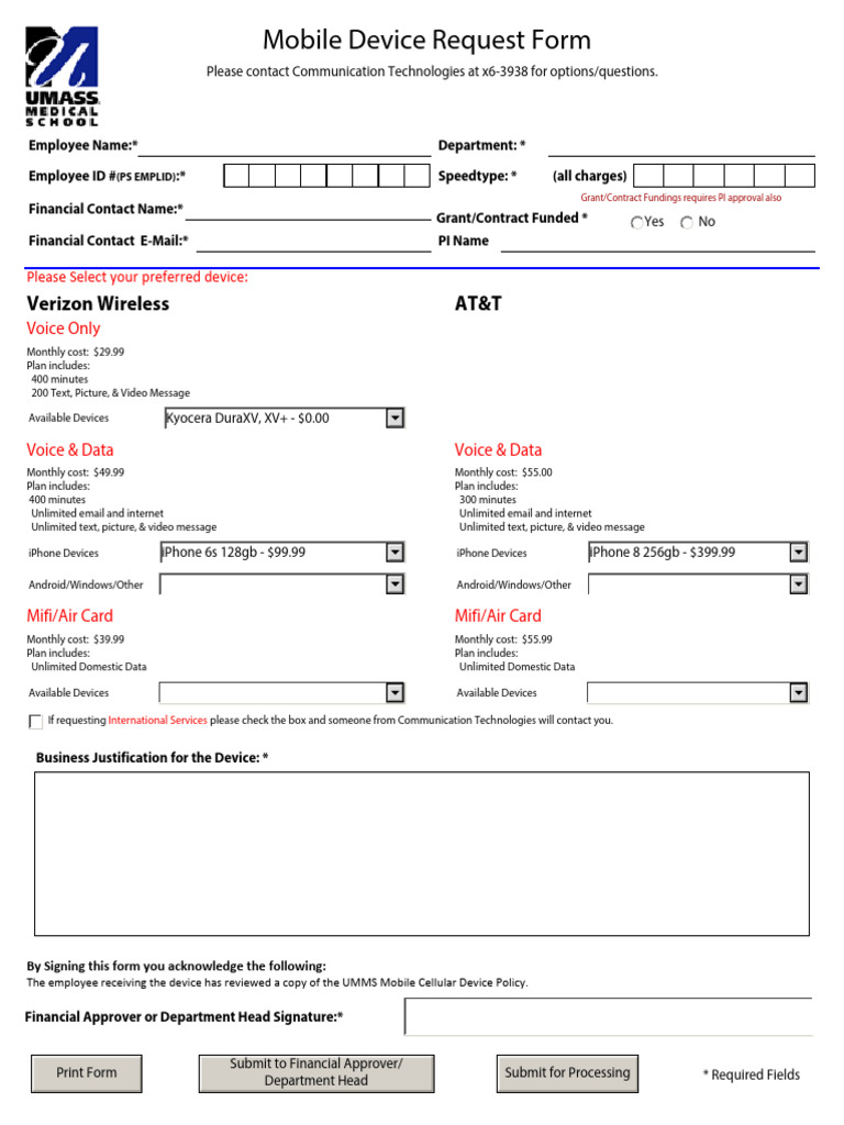 Mobile Device Request Form | PDF | I Phone | Mobile Phones