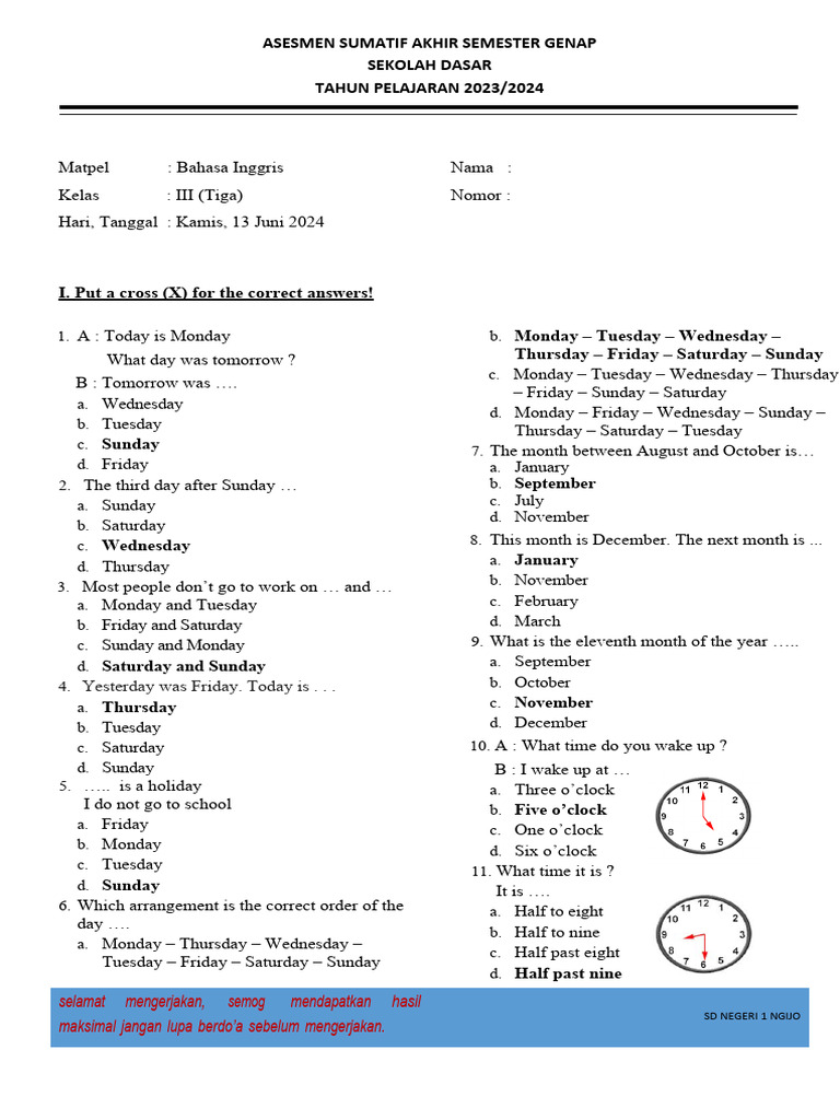 Soal Pts Big Kelas 3 Pdf