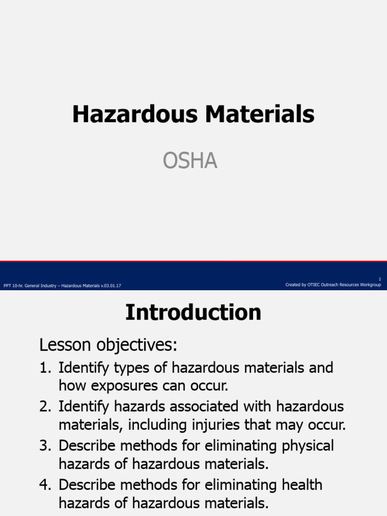 Hazardous Materials PPT v-03-01-17 | PDF | Dangerous Goods | Chemical ...