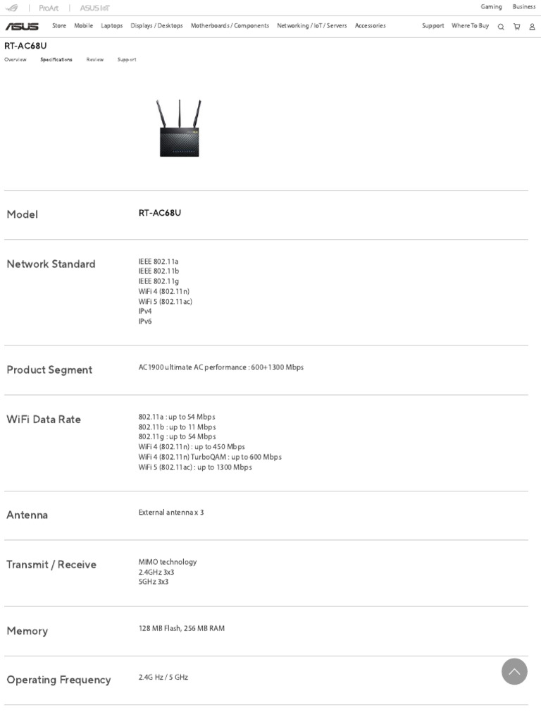 RT-AC68U - Specifications WiFi Routers ASUS Philippines | PDF | Wi Fi ...