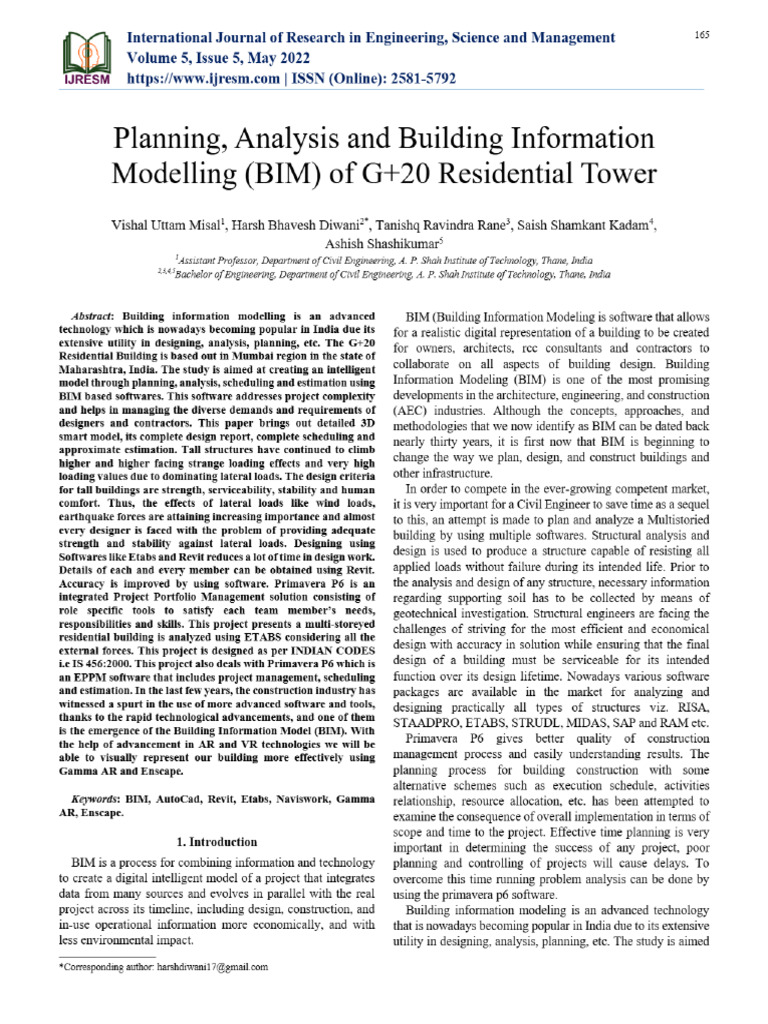View of Planning, Analysis and Building Information Modelling (BIM) of ...