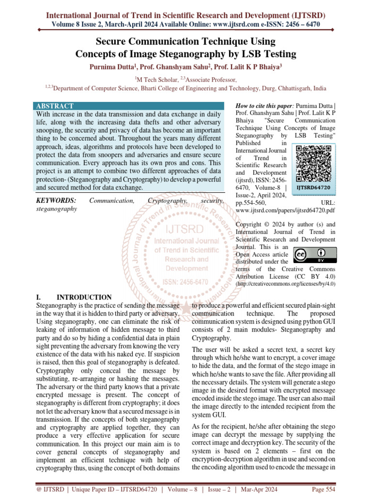 Image showcasing Secure Communication Technique Using Concepts of Image Steganography by ...