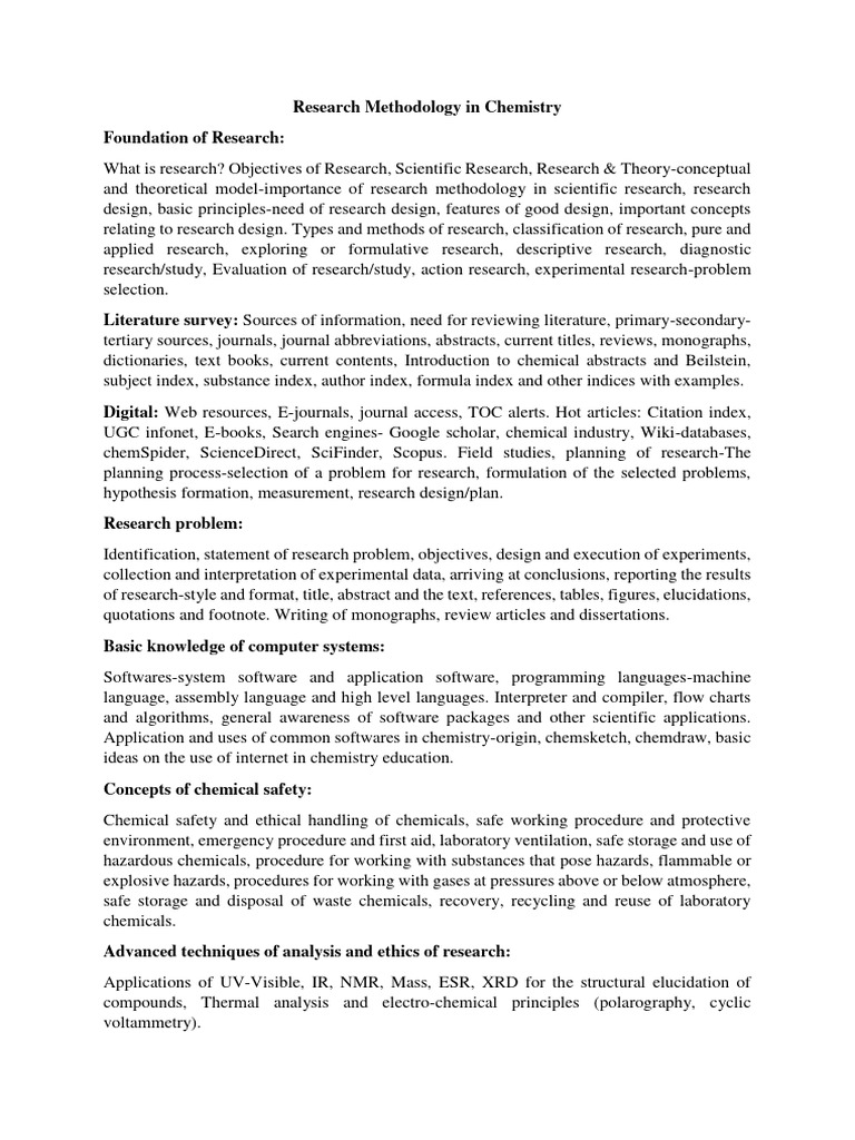 Chemistry Research Methodology Guide | PDF | Chemical Substances ...