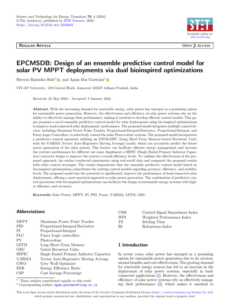 J6 EPCMSDB-Design of An Ensemble Predictive Control Model For Solar PV ...