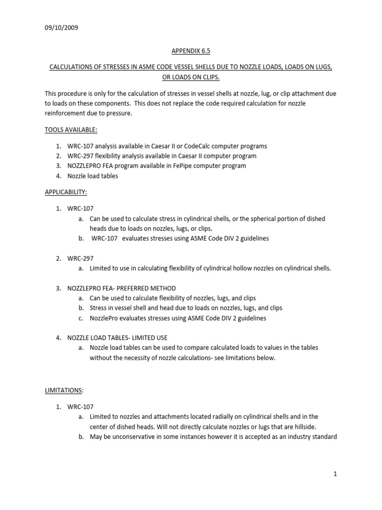 Appx 6 5 calculation of stresses in asme code vessel shells due to