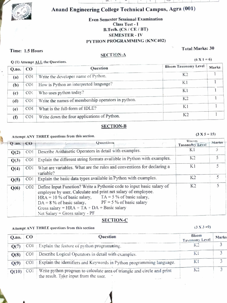 Python Pyq Aktu 2022 23 PDF Python pyq aktu 2022 23 pdf