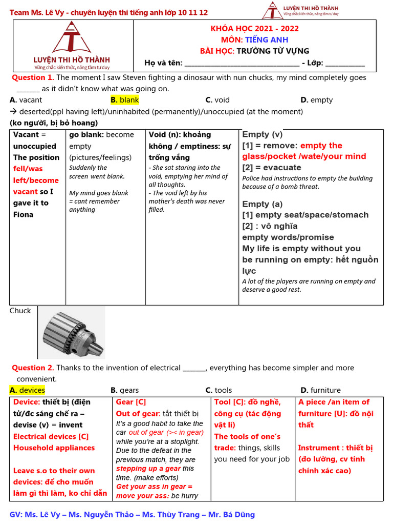 Vocabulary on 