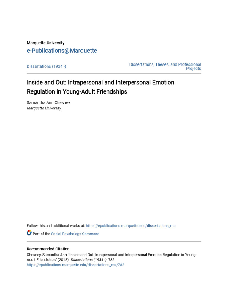 Inside and Out Intrapersonal and Interpersonal Emotion Regulatio | PDF ...
