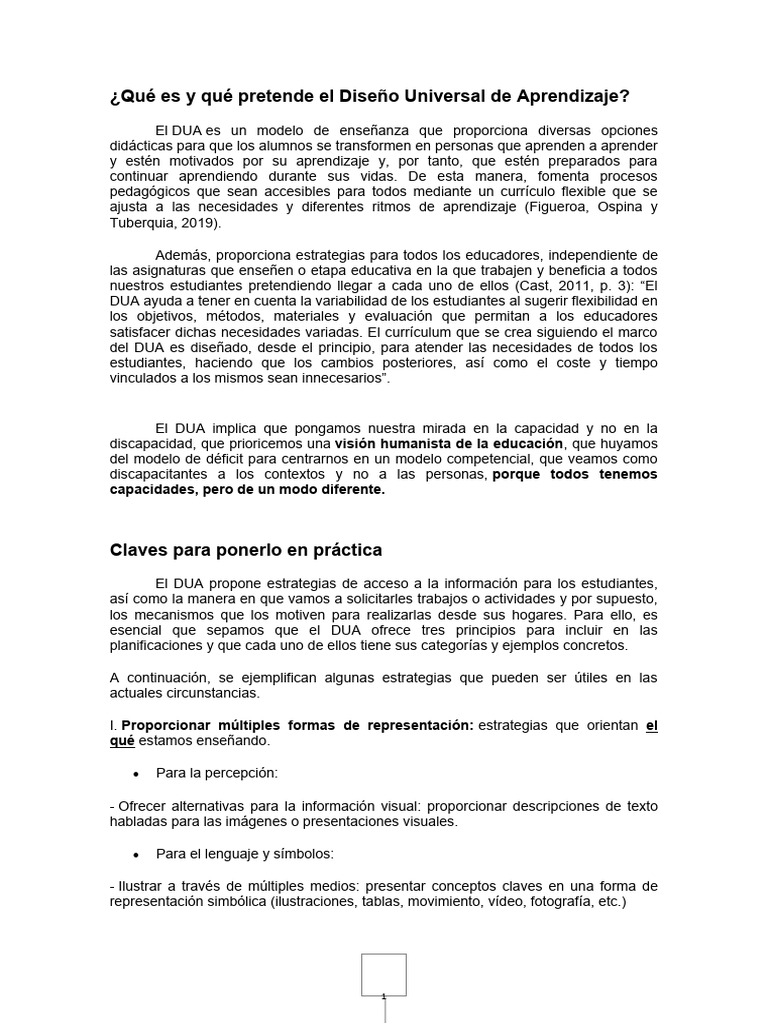 Qué Es y Qué Pretende El Diseño Universal de Aprendizaje | PDF | Plan ...