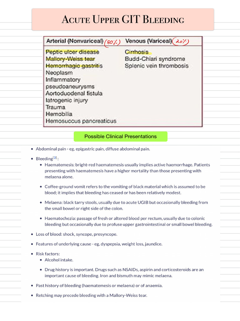 Acute Upper GIT Bleeding Management | PDF | Blood | Gastroenterology