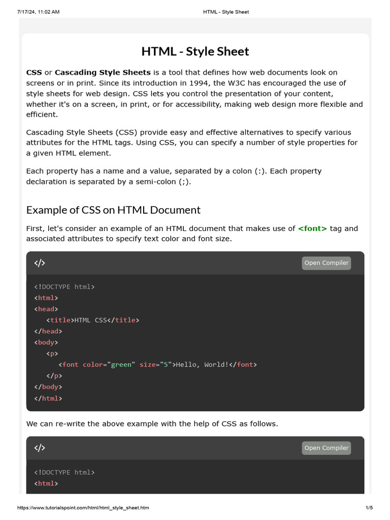11 HTML - Style Sheet | PDF | Html | Html Element