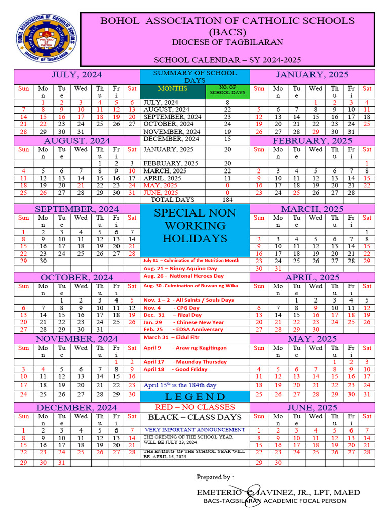 2025 School Calendar Philippines
