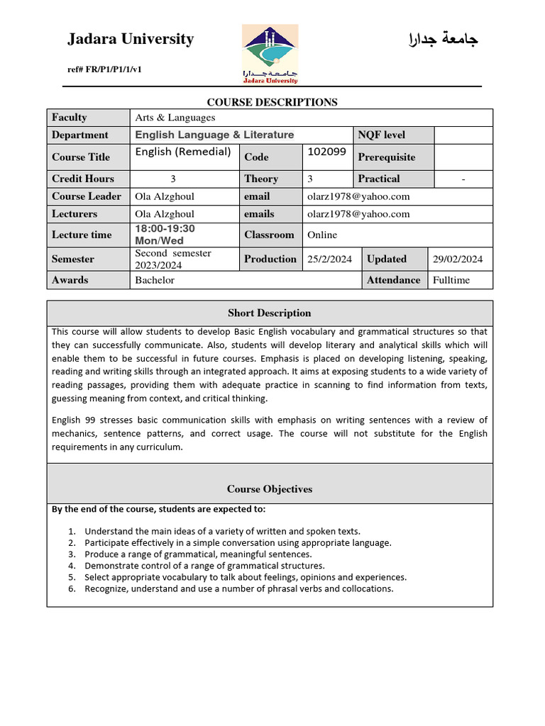 English Remedial Course Overview | PDF | Plagiarism | English Language