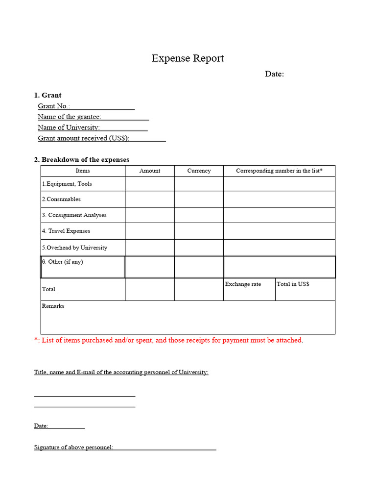 Detailed Grant Expense Report Template | PDF | Law