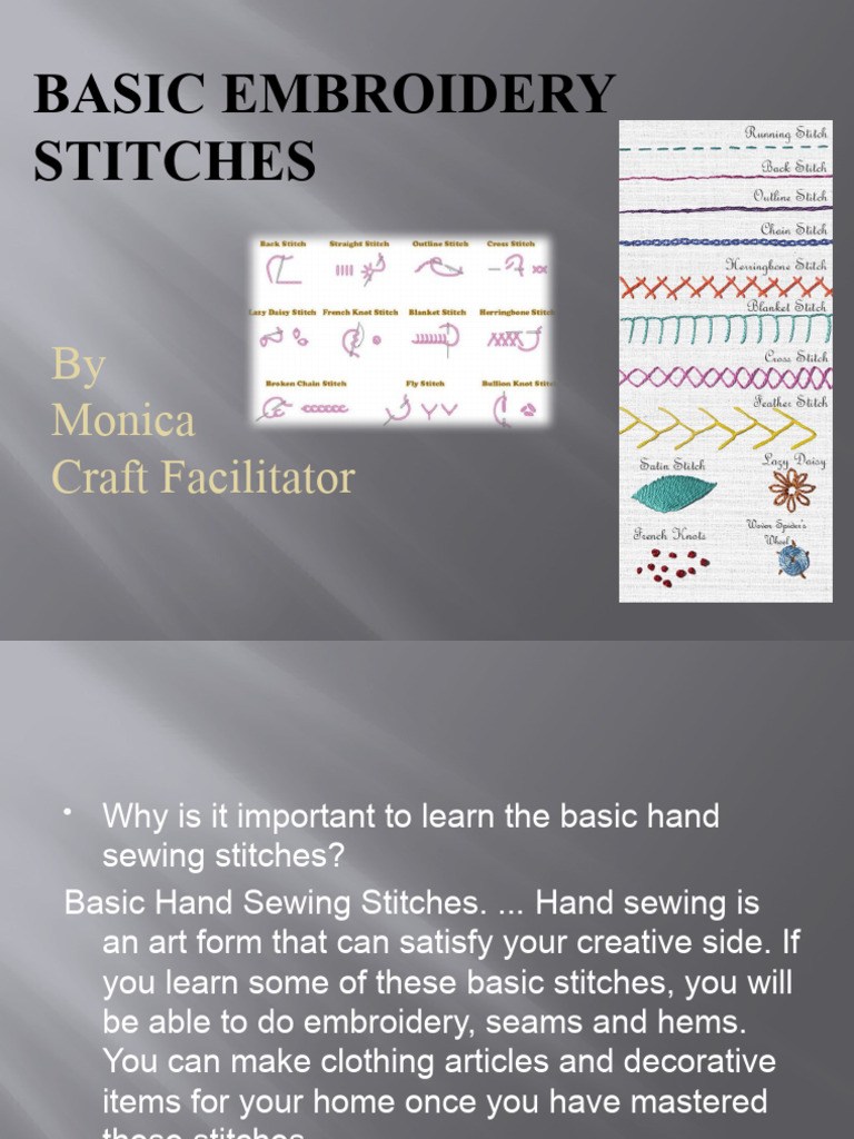 Basic embroidery stitches PDF