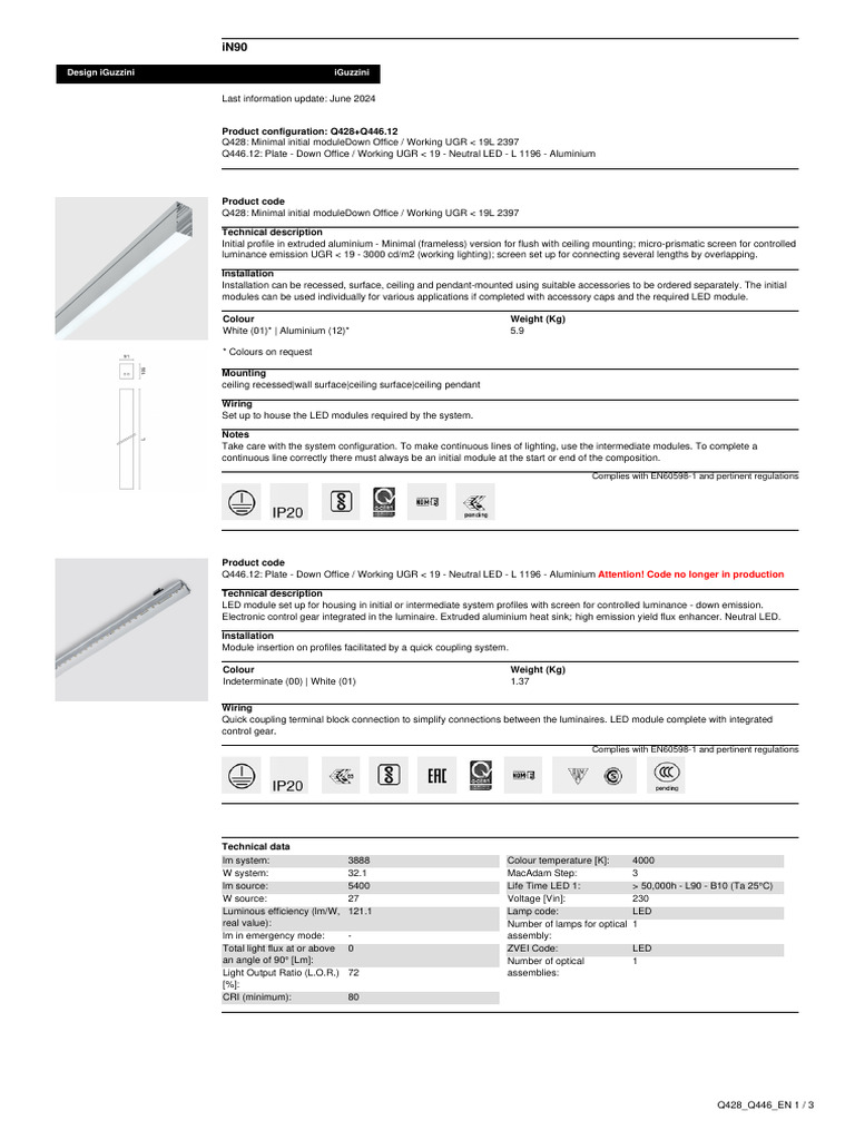 Product configuration q428 q446 12 design iguzzini iguzzini pdf
