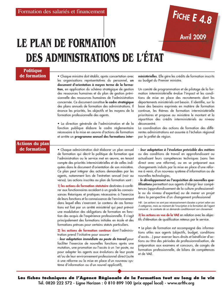 Plan de formation des administrations 2023 | PDF