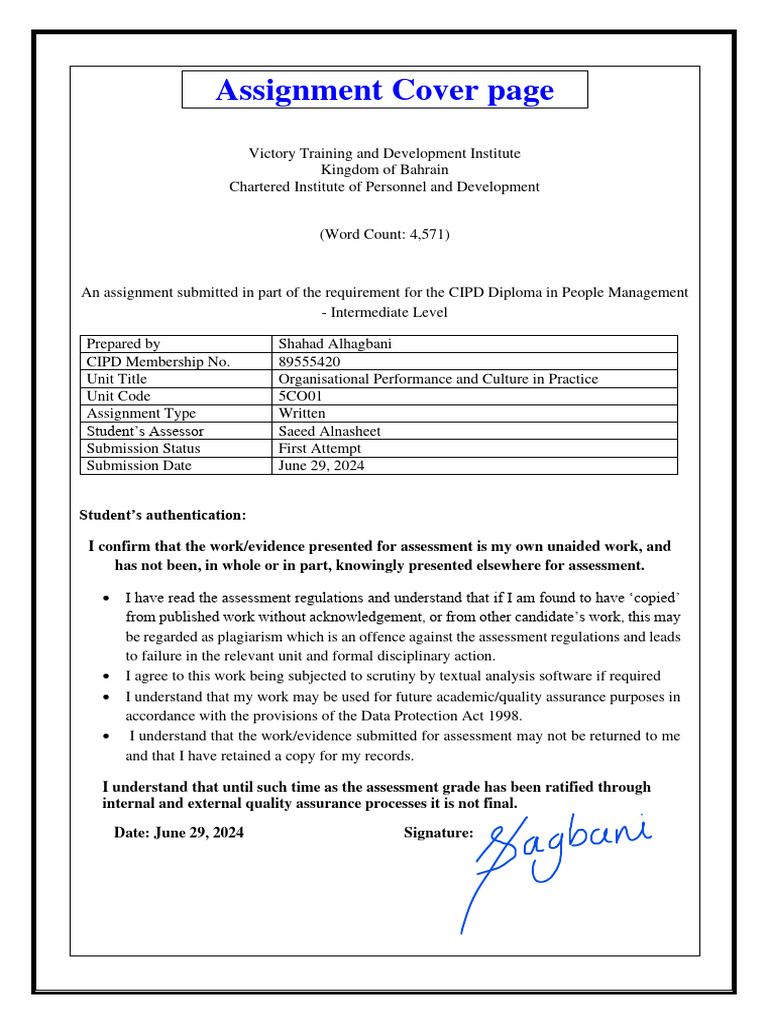 Cipd Assignment 1 With Cover Page Download Free Pdf Employee