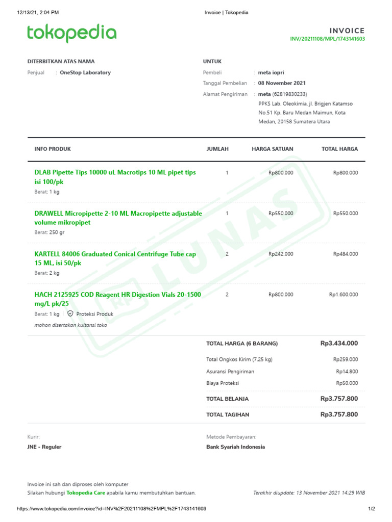 Invoice tokopedia pdf
