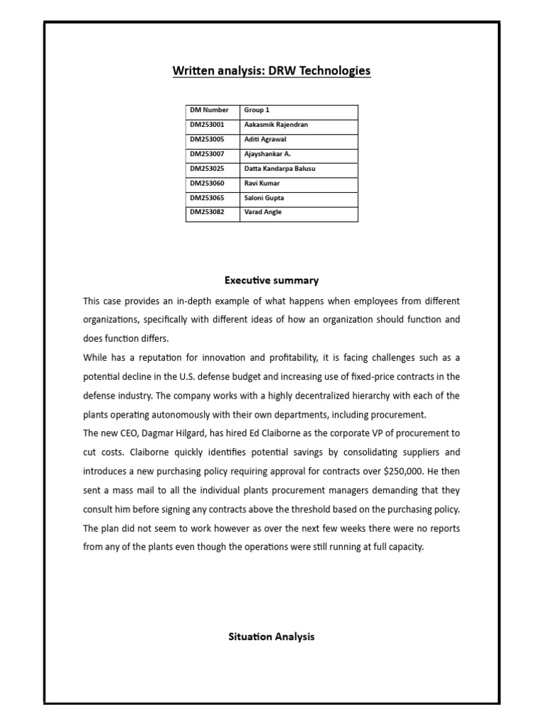 Case Analysis Section 3 Group 1 Pdf Procurement Policy