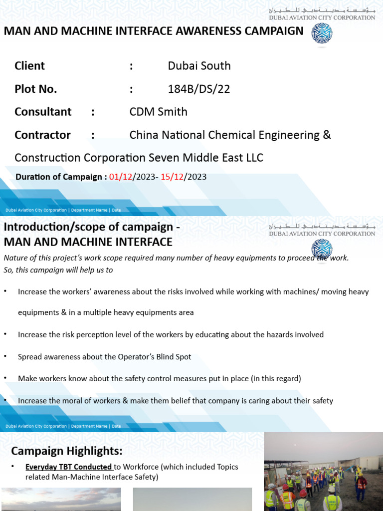 Man-Machine Safety Awareness Campaign | PDF | Occupational Safety And ...