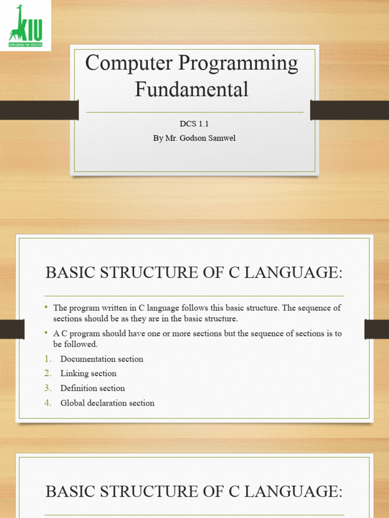 Basic Structure of C Language | PDF | C (Programming Language ...