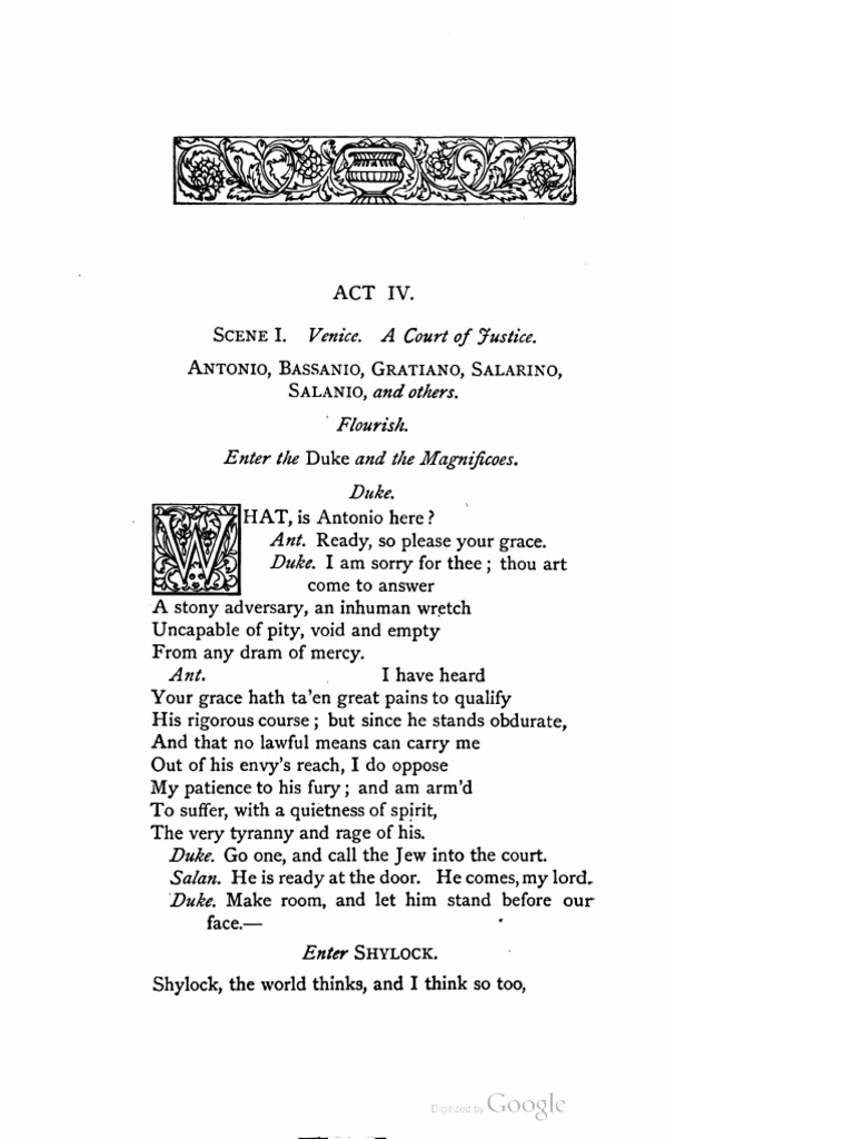 Merchant of Venice Act IV Scene 1 | PDF | The Merchant Of Venice | Shylock
