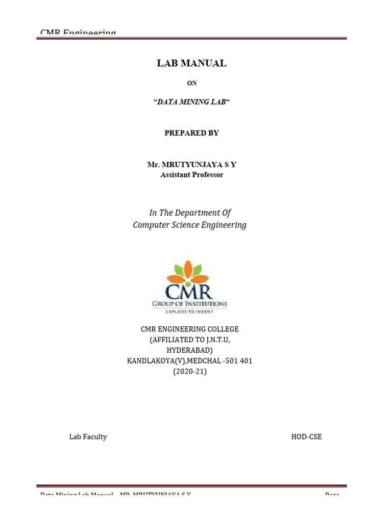 Final DM Lab Manual-Master 2020-21 | PDF | Cross Validation (Statistics ...