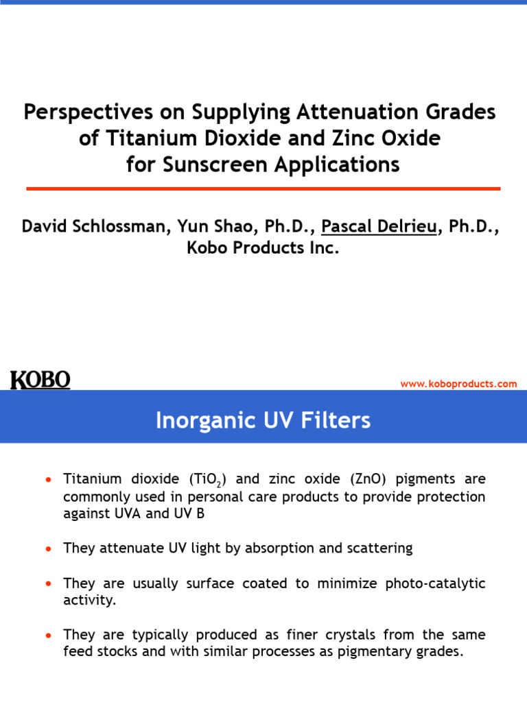 Titanium Dioxide & Zinc Oxide in Sunscreens | PDF | Titanium Dioxide ...