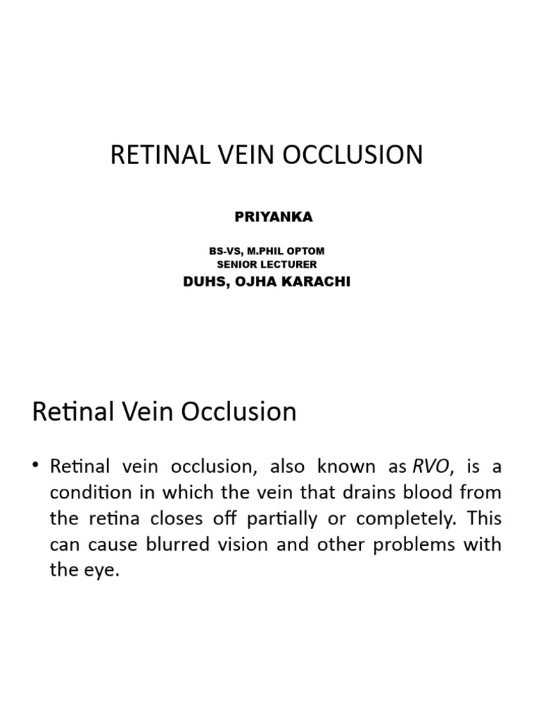 Retinal Vein Occlusion | PDF | Vein | Retina