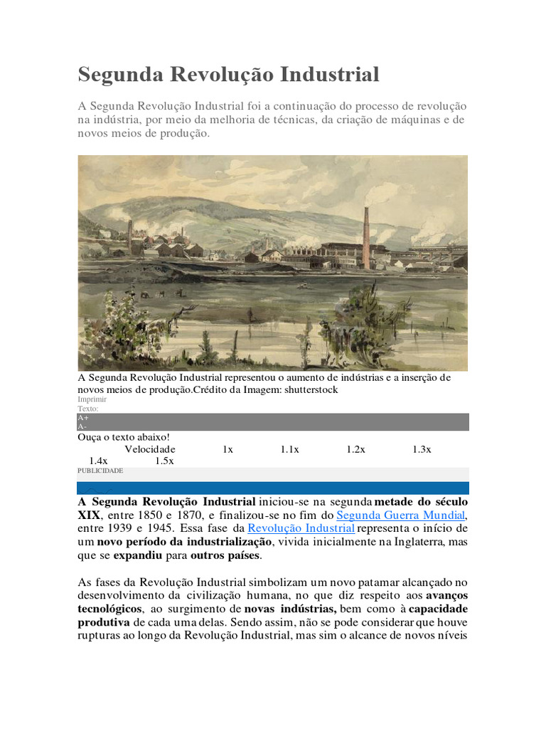 Segunda Revolução Industrial: Impactos e Avanços | PDF | Revolução ...