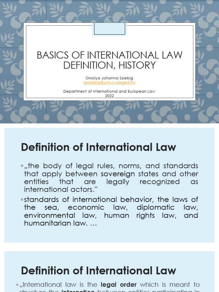 Basics of International Law - History and Subjects | PDF ...