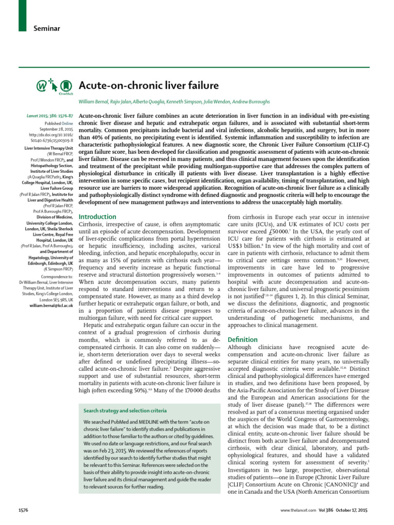 Acute-on-Chronic Liver Failure Insights | PDF | Cirrhosis | Hepatitis