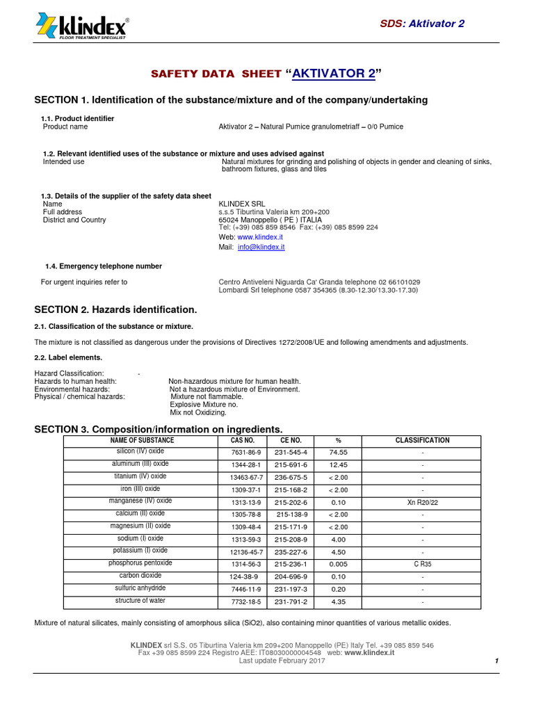 Aktivator 2 - Eng - MSDS | PDF | Dangerous Goods | Biodegradation