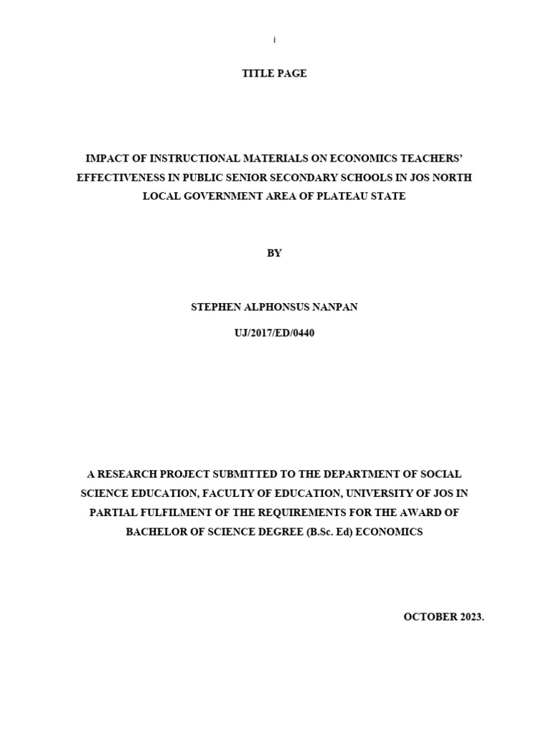 Impact of Instructional Materials on Economics Teaching | PDF ...