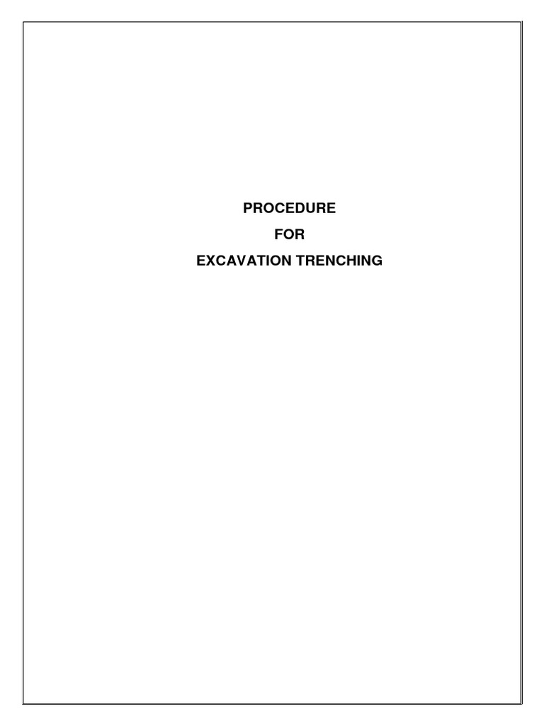 Excavation Trenching Safety Procedure | PDF | Trench | Soil