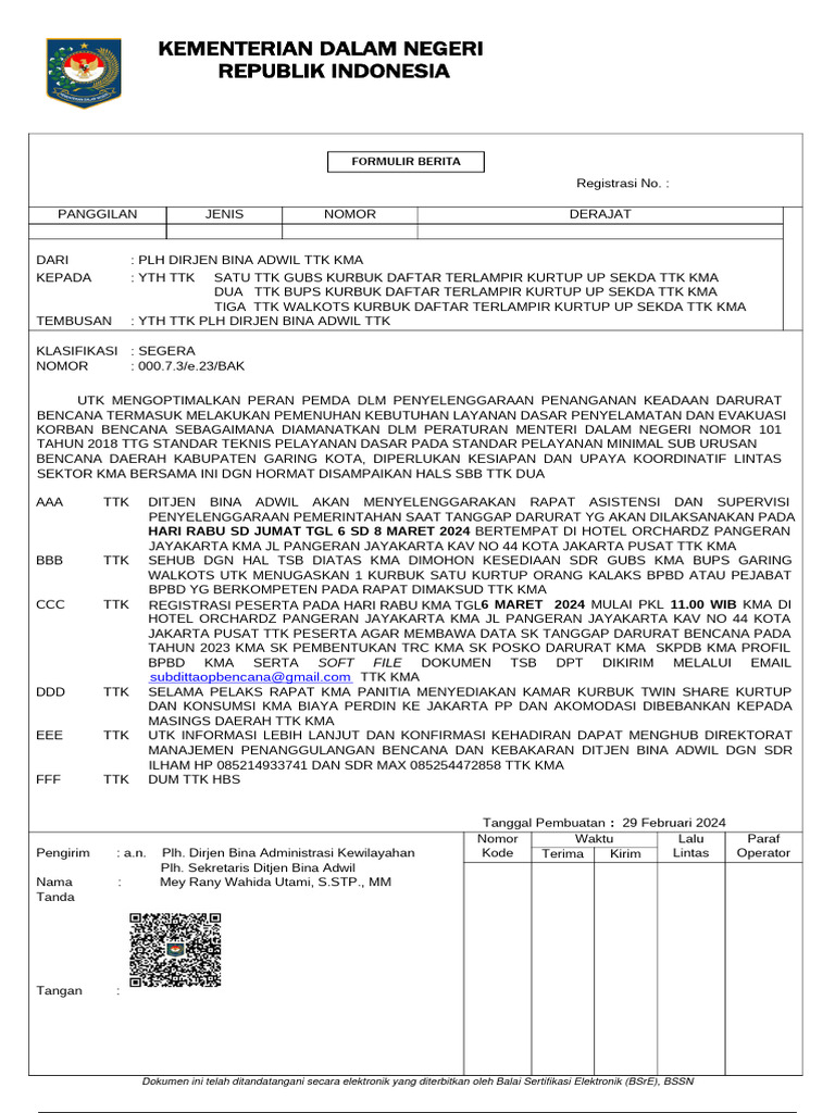 Radiogram Rapat 6 S.D 8 Maret 2024 (Rev2) | PDF