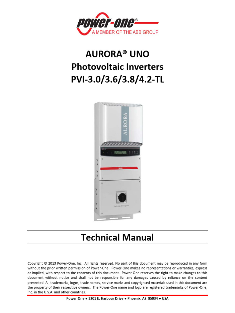 Aurorapvi3 0 4 2tl Manual Pdf Power Inverter Photovoltaics