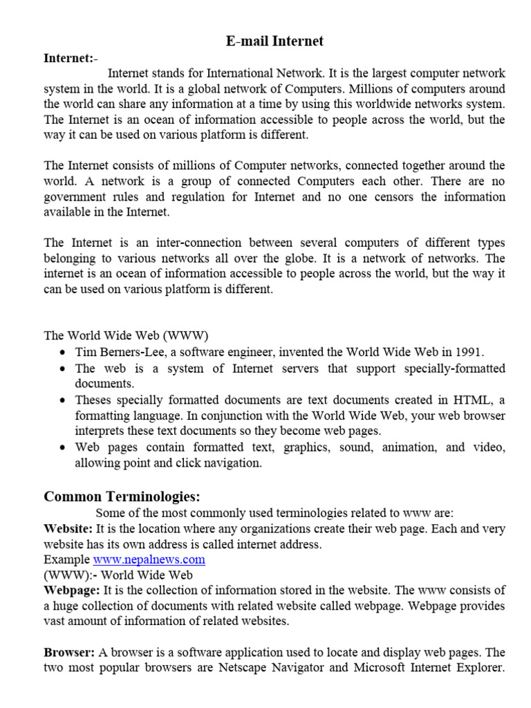 Understanding Internet and Email Basics | PDF | World Wide Web ...