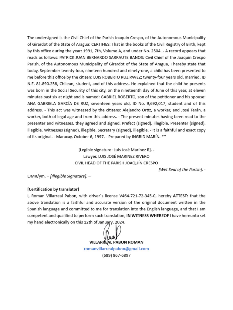 Birth certificate gabriel ruz download free pdf document