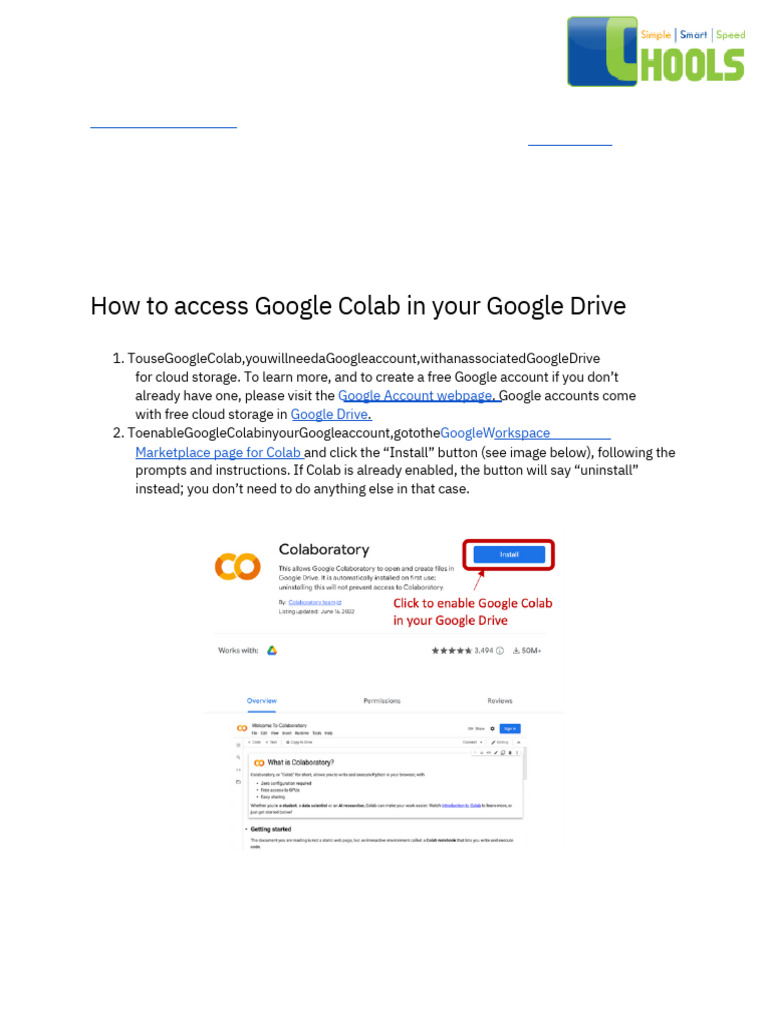 Google colab setup instructions pdf software microsoft windows