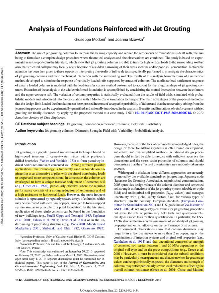 4-Analysis of Foundations Reinforced With Jet Grouting | PDF | Column ...