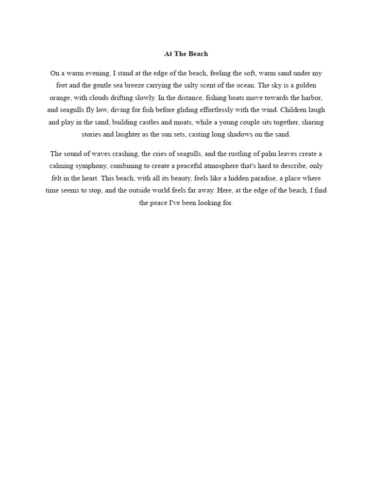 Serene Beach Evening Escape | PDF | Poetry