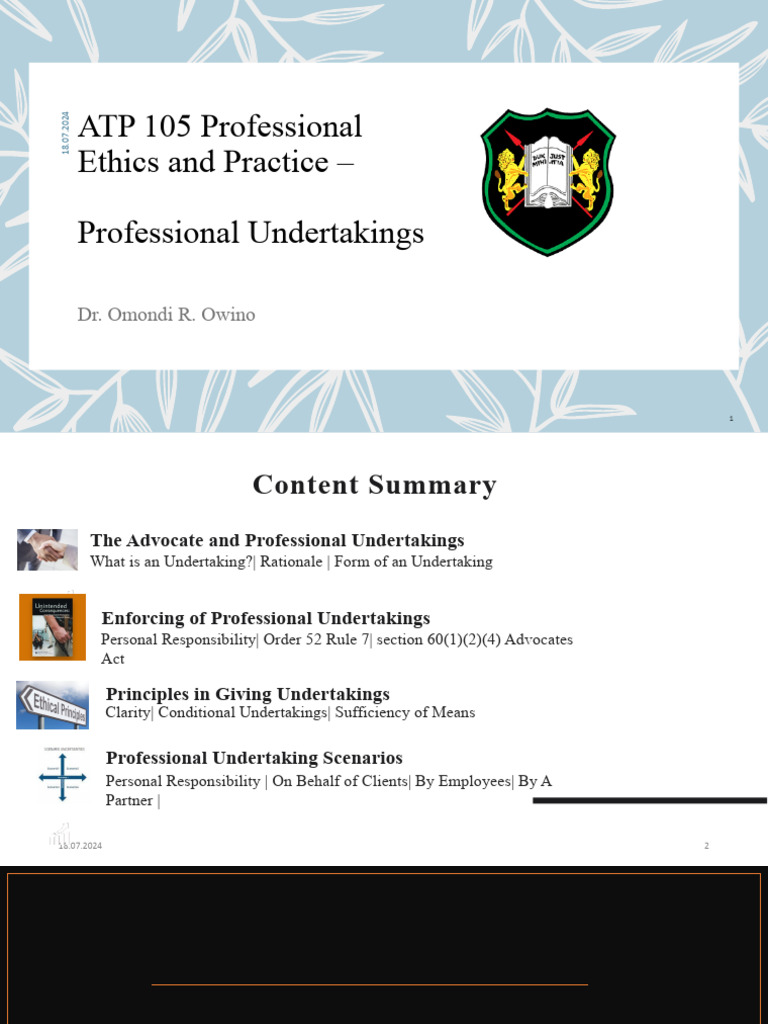 Professional Undertakings in Law | PDF | Common Law | Justice