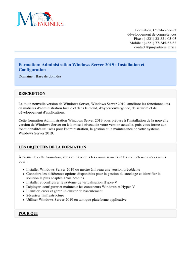 Administration Windows Server 2019 Installation Et Configuration | PDF ...