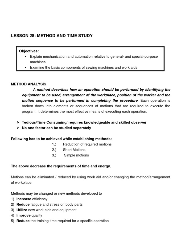Method and Time Study in Operations | PDF