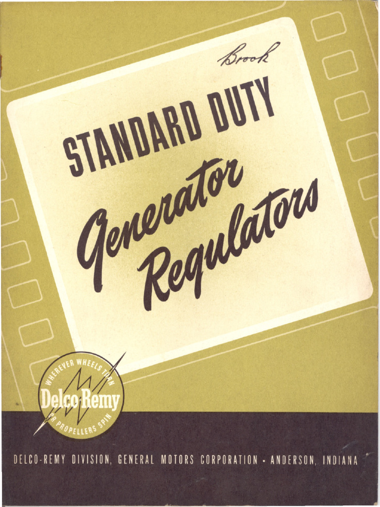 Delco-Remy Generator Regulator Guide | PDF | Electric Generator | Relay