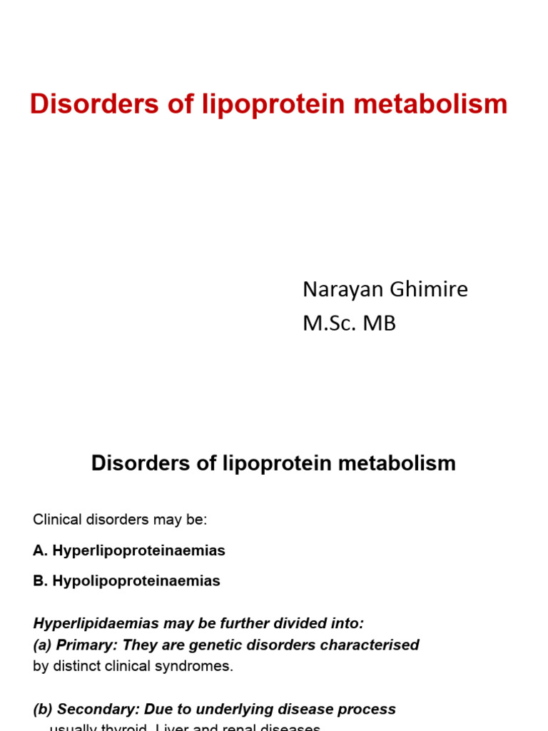 Disorders of Lipoprotein Metabolism | PDF | Lipoprotein ...